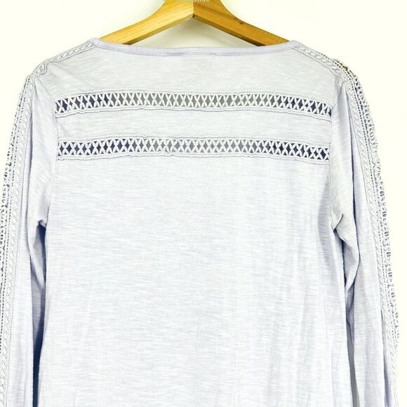 Anthropologie Deletta Light Purple Long Sleeve V-Neck Stretch Crochet Top Size S - Picture 8 of 10